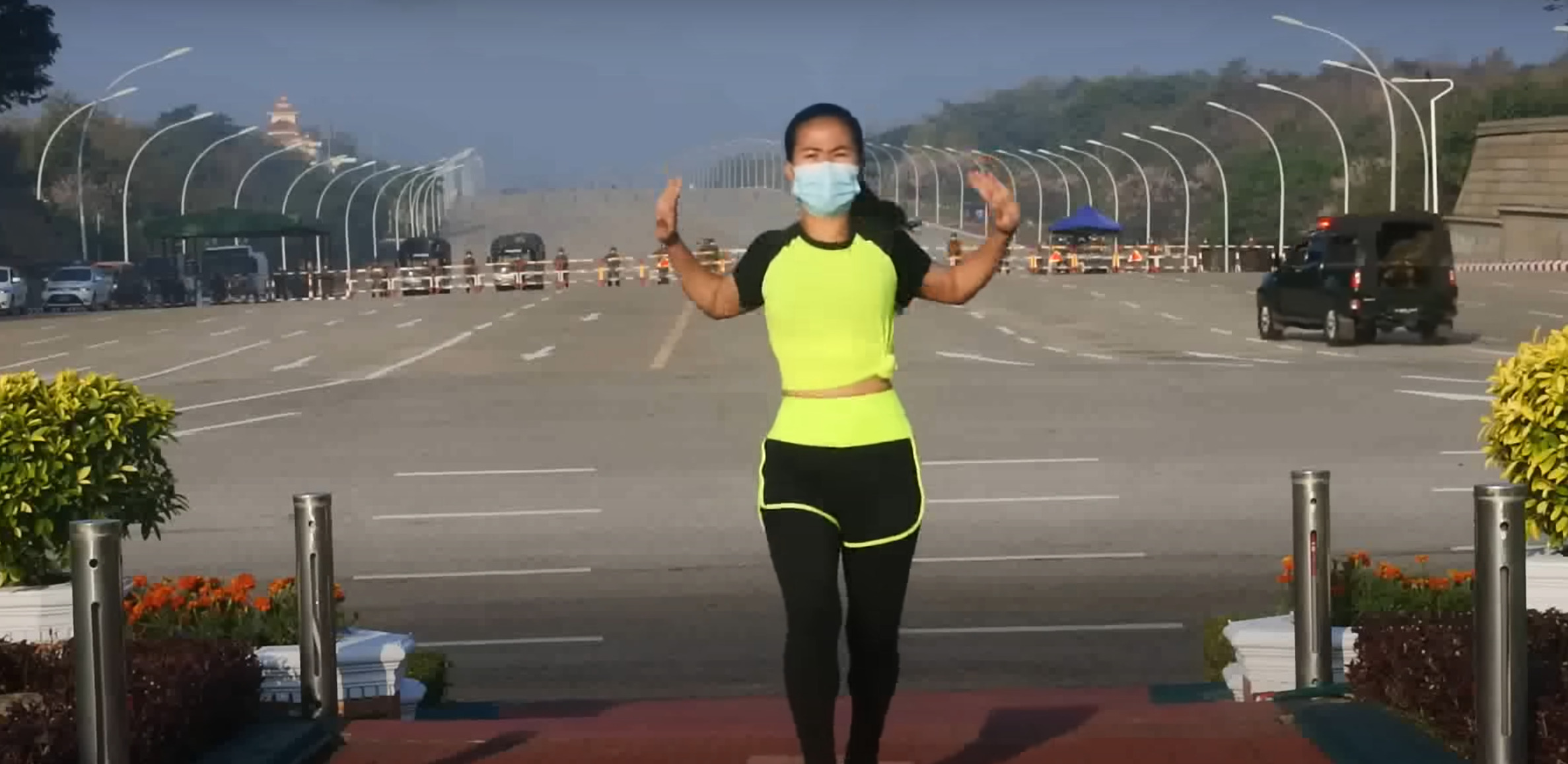 Girl dancing during Myanmar coup