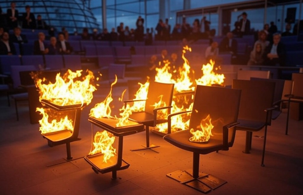 CDU verbrennt Bundestagsstühle, bevor diese an AfD fallen